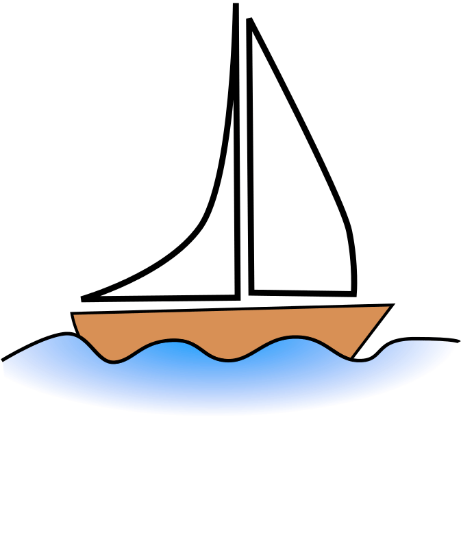 A simple drawing of a sailboat.