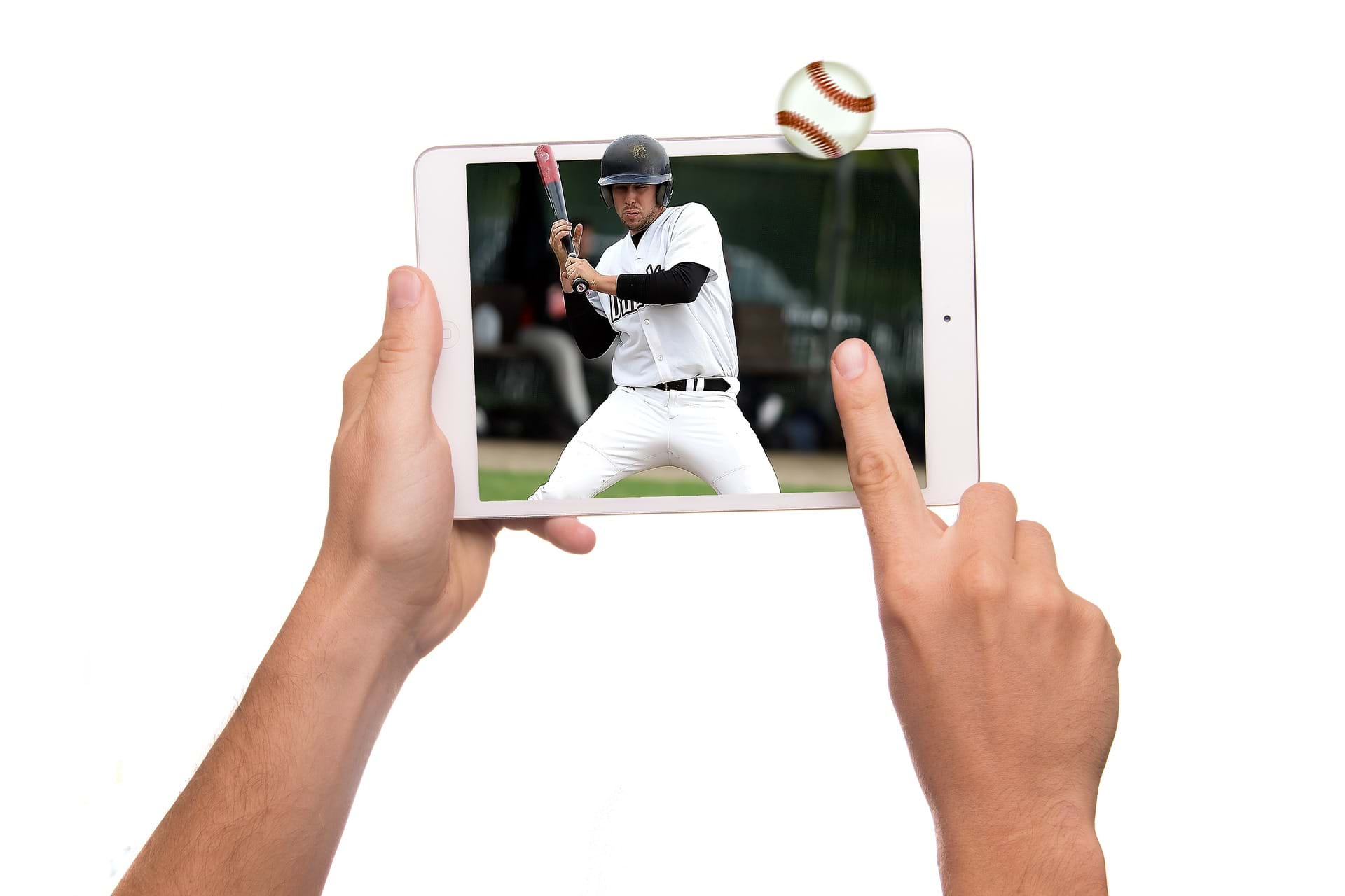 A screen with a baseball player 