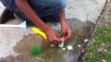 A photograph shows student preparing her own fuel rocket with a film canister and antacid tablet.