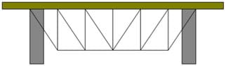 A line drawing shows pattern of triangles under a beam bridge deck that slope towards the outside edges of the bridge.