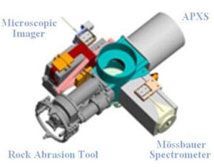 Illustration of the four tools used at the end of the rover's arm.