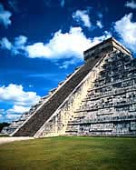 Photo of one side of a flat-topped pyramid with steps to the top.