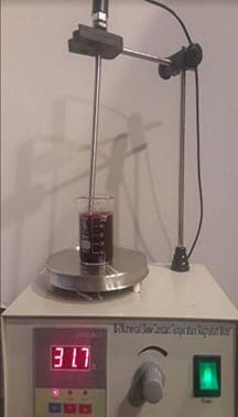 Figure shows an instrument with heating, temperature control and magnetic stirrer used to prepare hydrogel gummy snacks.