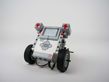 A photograph of an assembled LEGO MINDSTORMS EV3 robot.