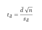 Equation to compute t-statistics.