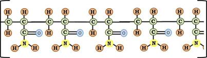 The Figure 5 stick diagram repeated five times and linked together at carbon atoms.