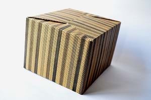 A striped cardboard design package.