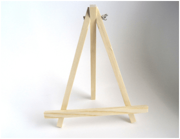 A wooden picture frame stand.