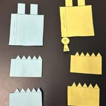 A photo showing cut templates for heavy and light chains of primary and secondary antibody.