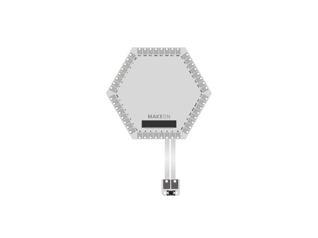 A figure showing a microcontroller connected to a button switch. A figure showing a microcontroller connected to a button switch.