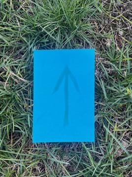 A photo showing a prototype of a simulated cyanotype print on construction paper. A photo showing a prototype of a simulated cyanotype print on construction paper.