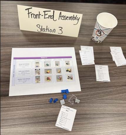 A photo of building station 3, with required components laid out. A photo of building station 3, with required components laid out.